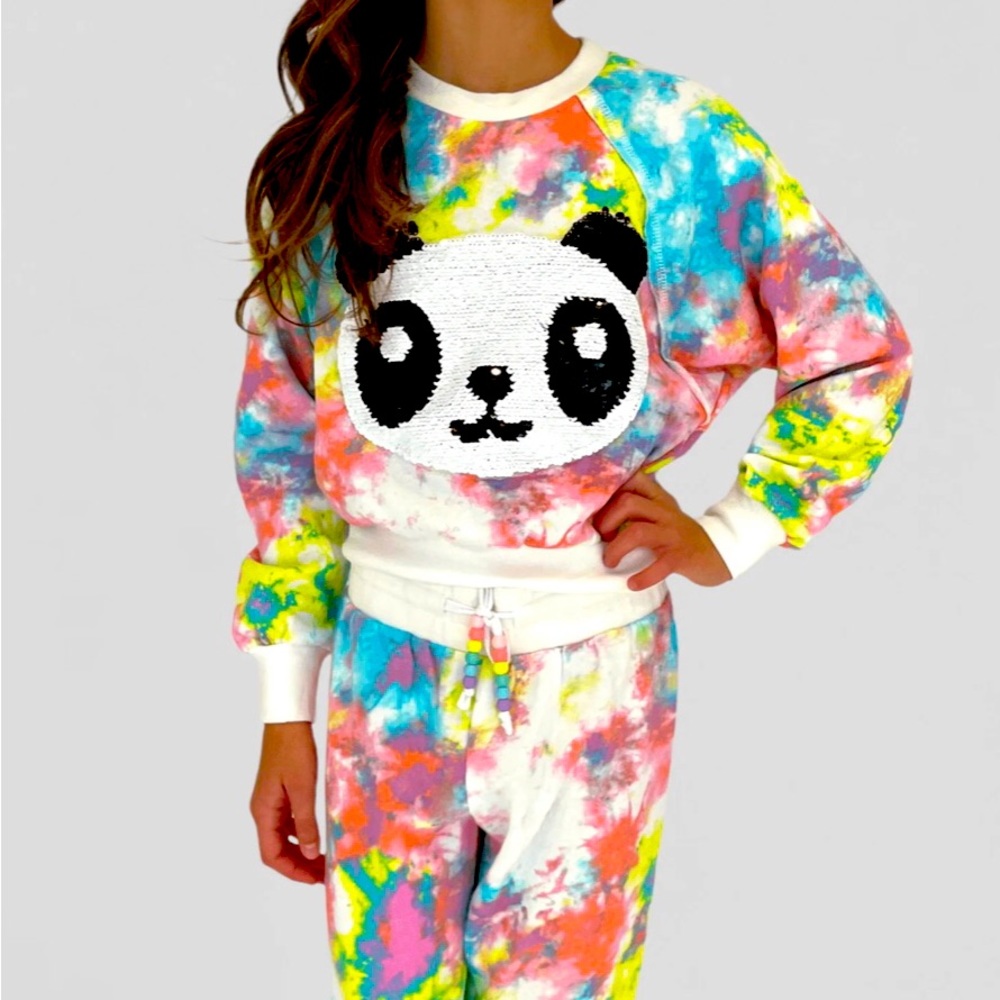 NWOT! Tie Dye Splatter Panda, Jogger Set by Lola And The Boys, size 8!
